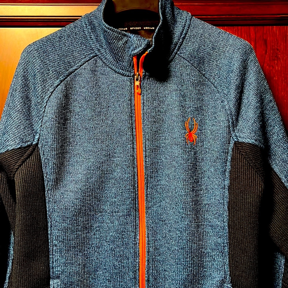 Spyder Awesome Like New Sportswear Sweater Fleece Blue/Orange Full Zipper Jacket